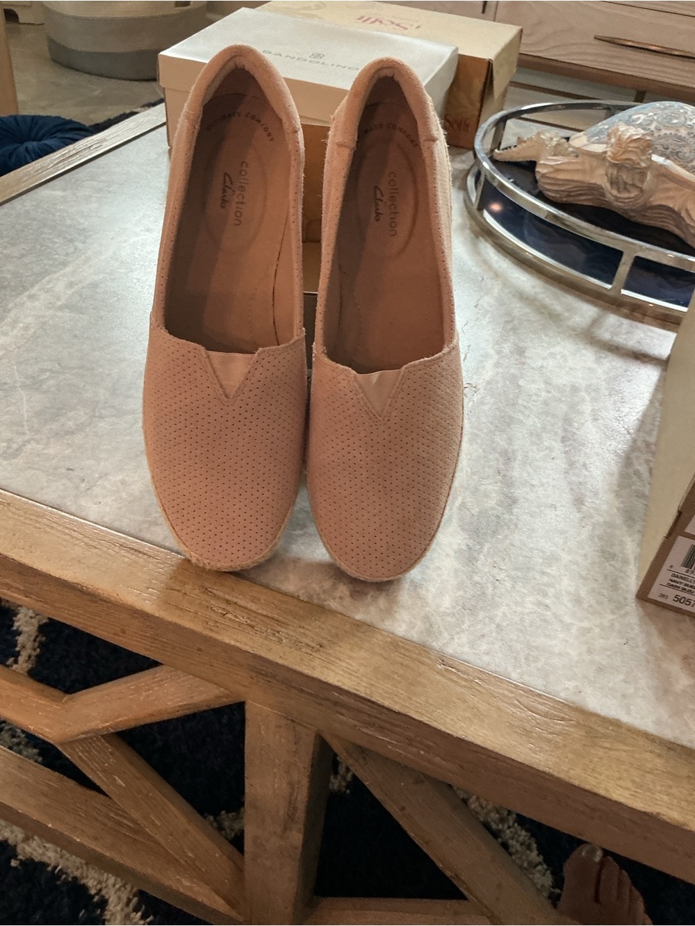 Clarks Dusty Pink Perforated Slip-On Flats